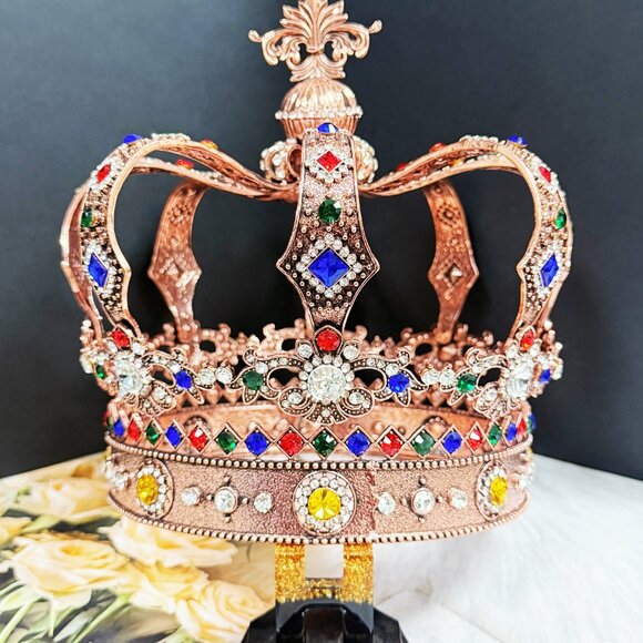 Holy coronation crown. Statement crown, Luxury handmade crown, Cooper crown, XXL - Picture 6 of 10